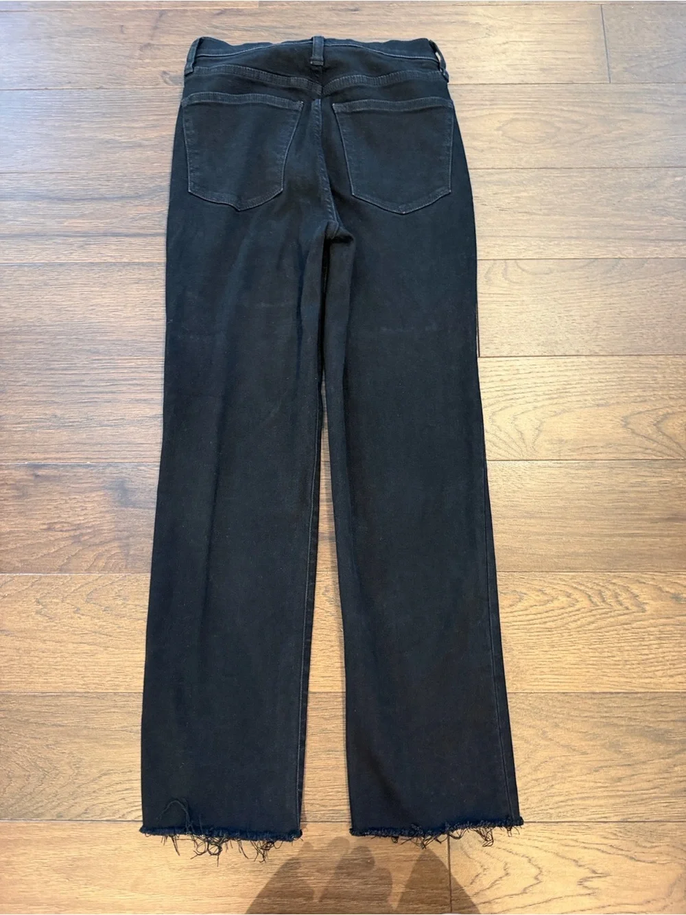 J. Crew Stovepipe Jeans Washed Black Raw Hem Straight Leg Size 25 - P33
